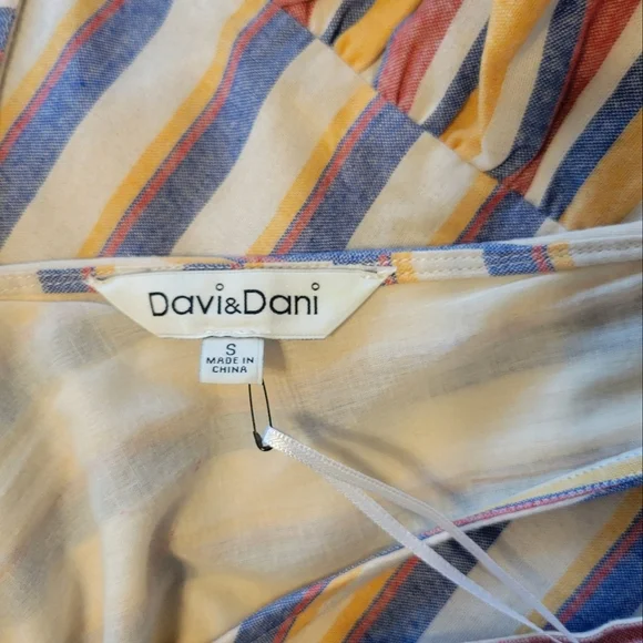 DAVI & DANI Tiered Lined Striped Ruffle Maxi Dress Oversized Adjustable Straps - Picture 13 of 13